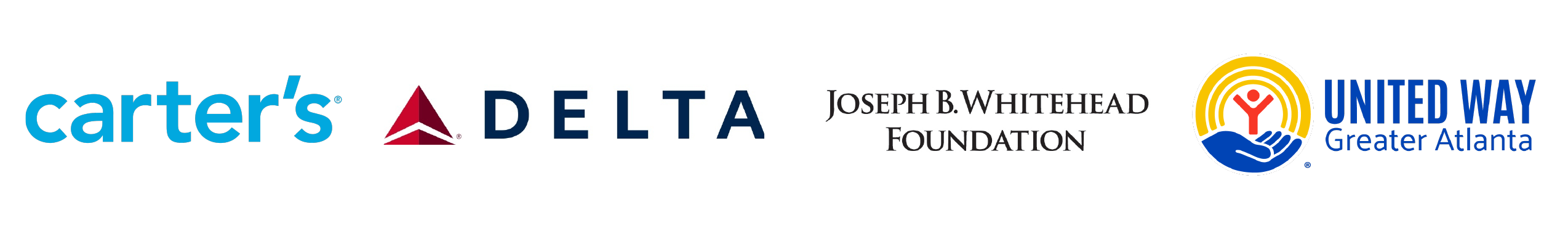 carter's, delta, joseph b. whitehead foundation, united way of greater atlanta logos