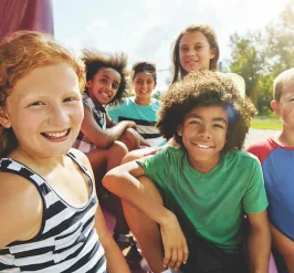 Multicultural kids hanging out