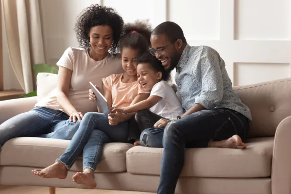 family laughing together 