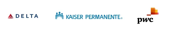 delta, kaiser permanente and pwc logos