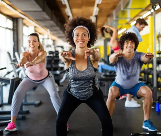 diverse group exercise class